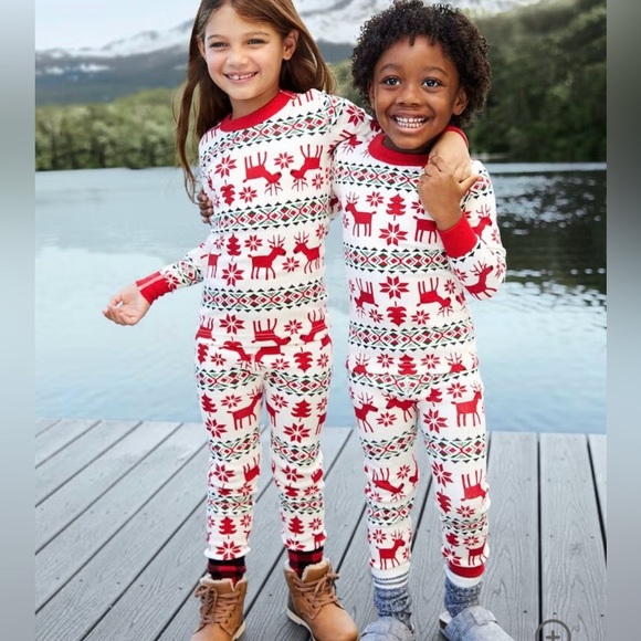 Hanna Andersson Kids Holiday Long John Pajama Set Unisex Size US 12 (150cm) - Picture 1 of 9